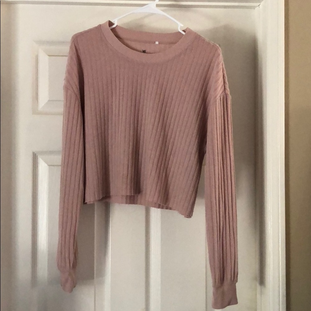 Light weight crop ribbed long sleeve
